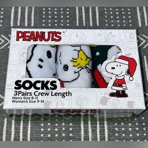 Peanuts Snoopy and Woodstock Crew Socks Gift Set of 3 pairs New In Box Christmas